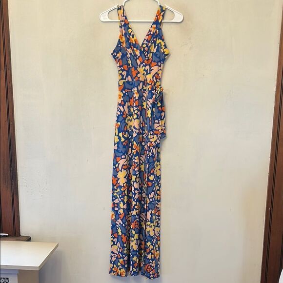 41 Hawthorn sleeveless blue orange yellow Floral Maxi Dress Size XS New - Picture 1 of 11
